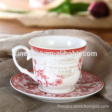 250CC Elegant Fine New Bone China Ceramic Cup with Coaster of Oriental Manor